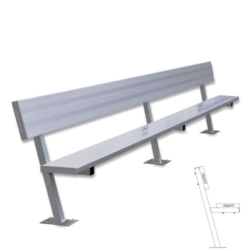 15 Foot Player Bench With Seat Back - Surface Mount