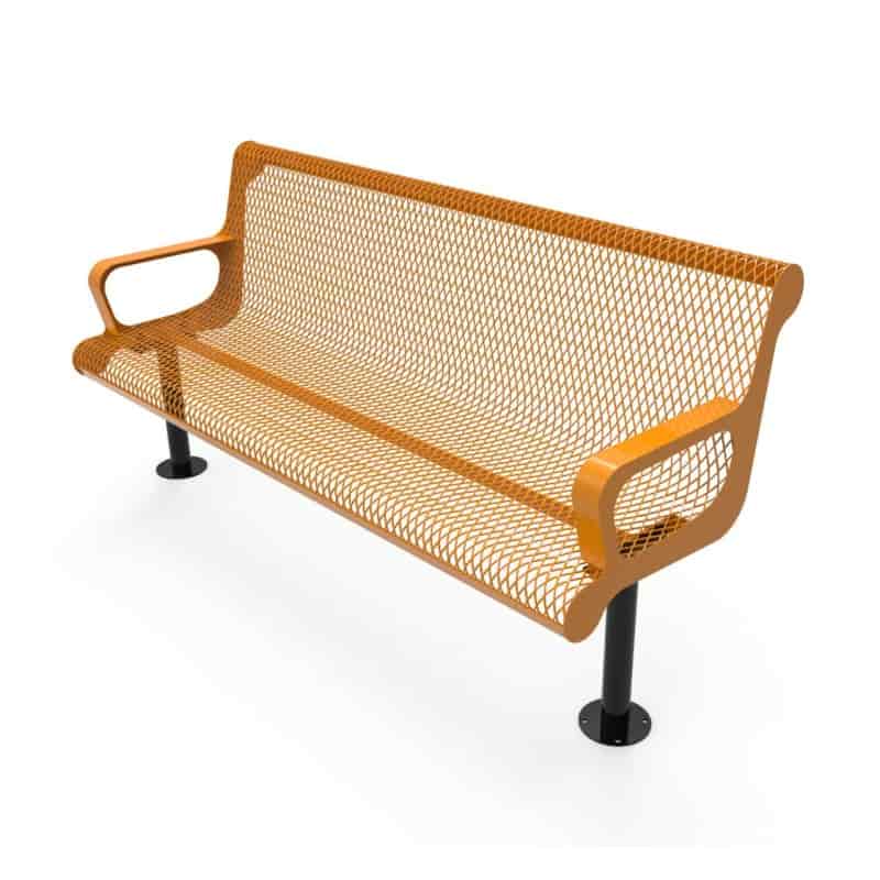 6' Contoured Bench With Arm - Expanded Metal - Surface Mount
