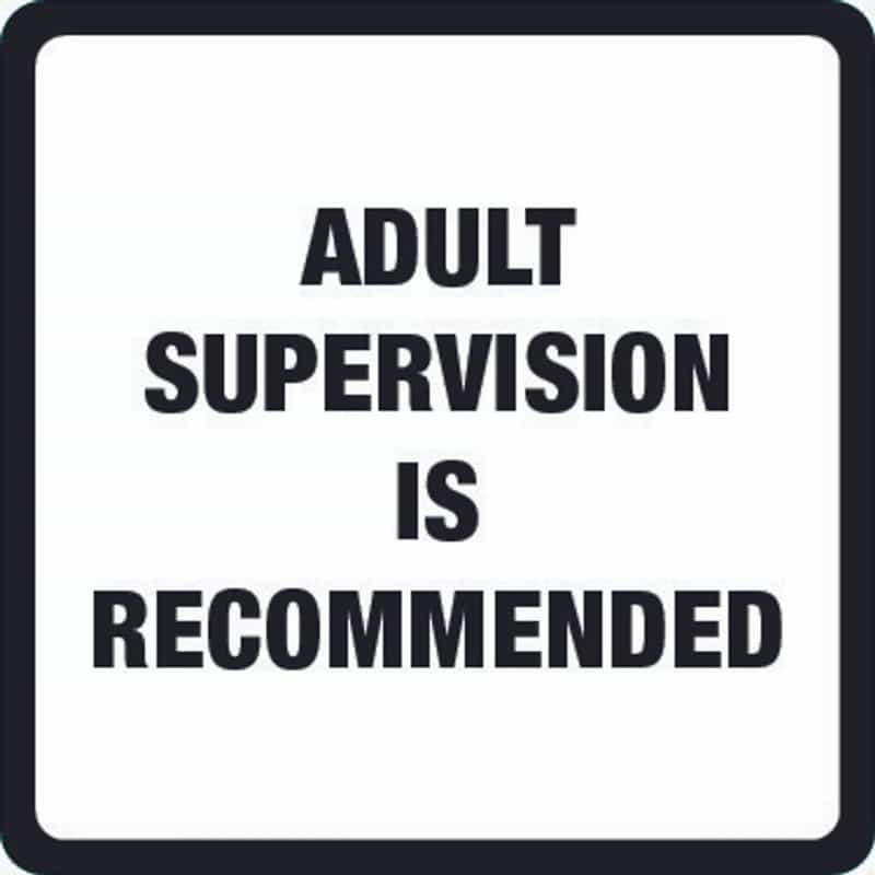 Adult Supervision Warning Label
