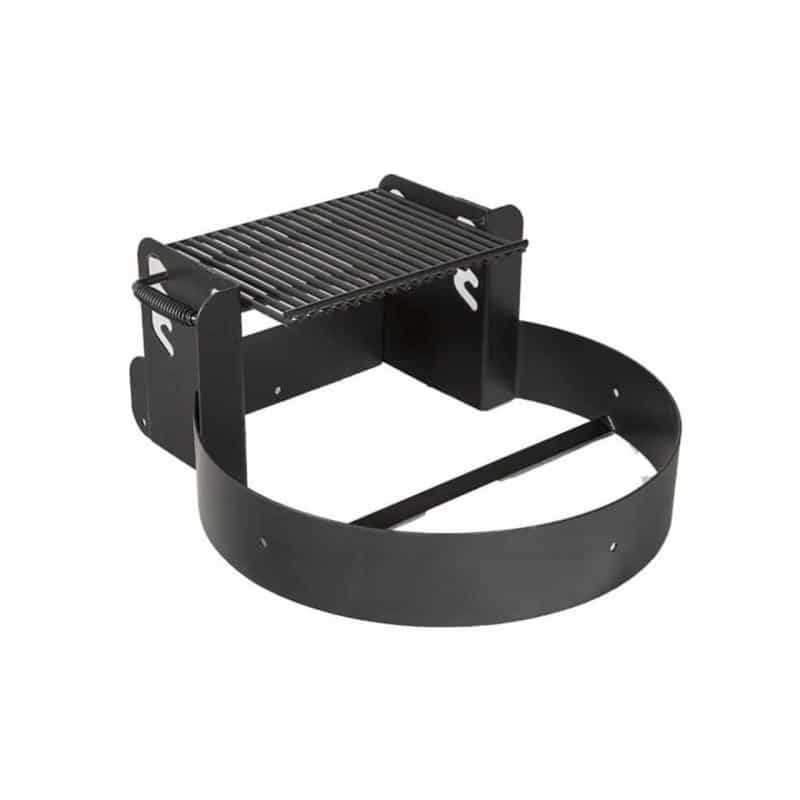 Steel Fire Ring With Adjustable Grate And Tilt Back Staples