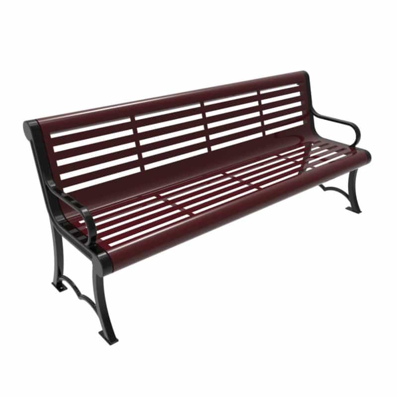 6' Austin Bench-Horizontal Slatted Steel W/Arm - Portable