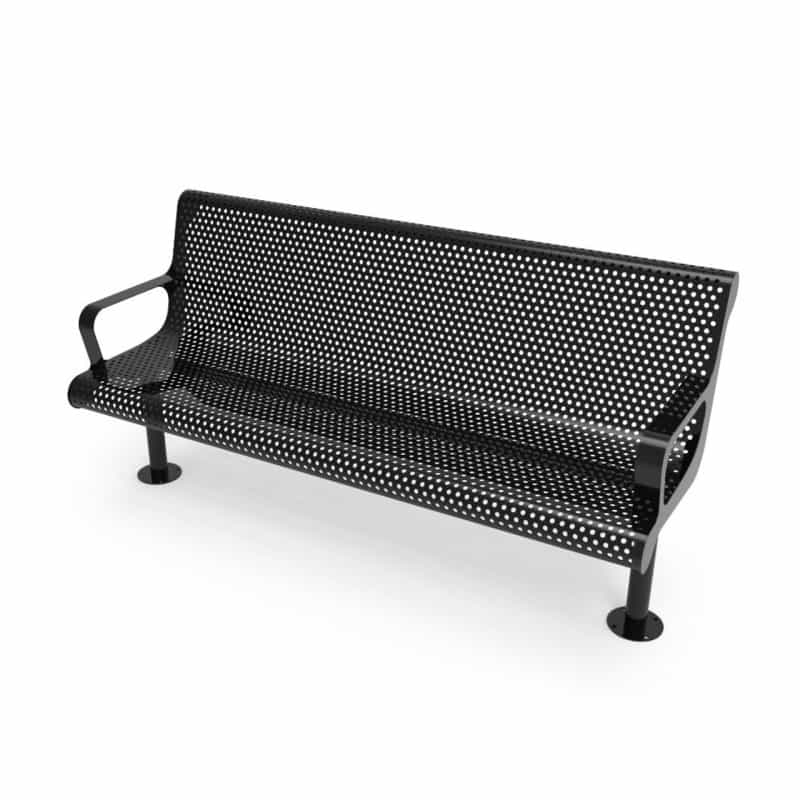 6' Contoured Bench With Arm - Punched Steel - Surface Mount