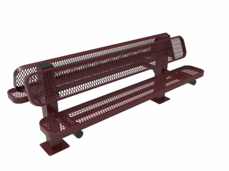 6' Double Pedestal Bench Expanded Metal - Surface Mount