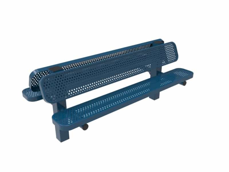 6' Double Pedestal Punched Steel Bench with Back