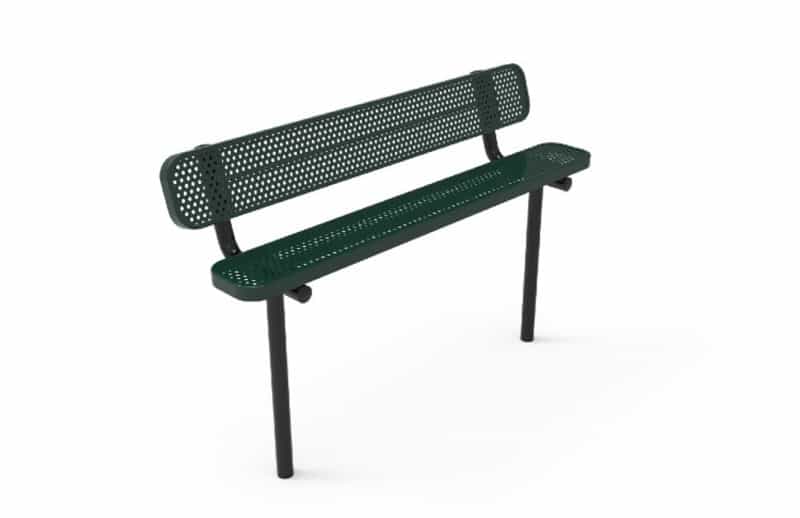 8' Punched Steel Bench with Back