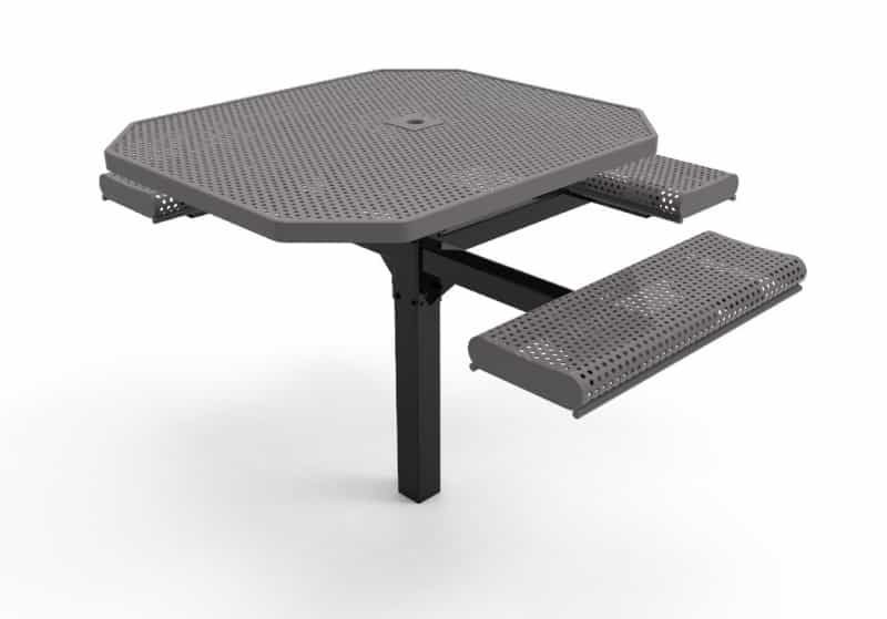 46" Octagon 3 Seat Ada Pedestal Punch Steel Table - Inground Mounting