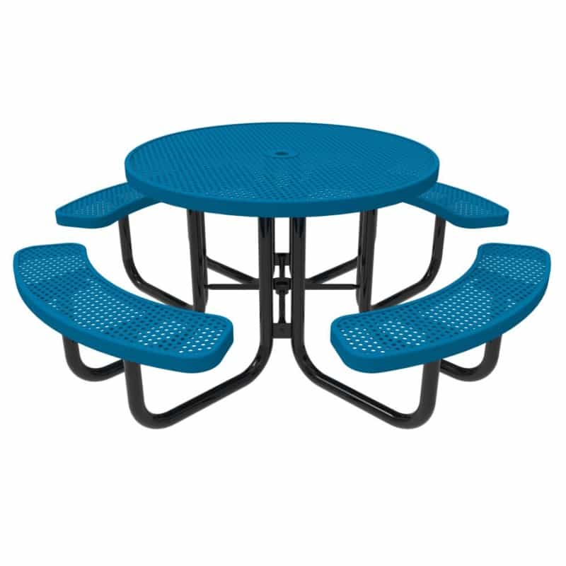 46" Round Punched Steel Picnic Table - Portable