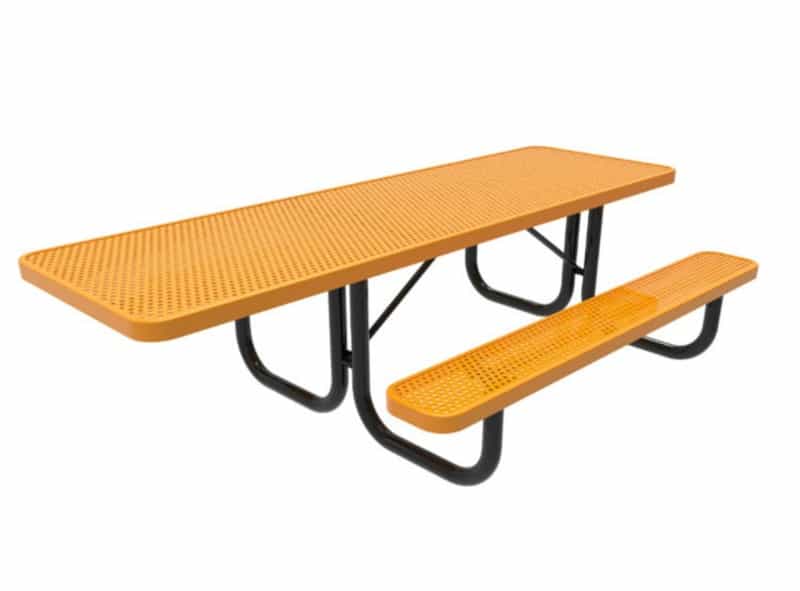 8' Ada Rectangular Punched Steel Picnic Table - Portable