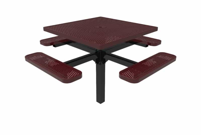 46" Square Punched Steel Picnic Table - Inground Mount