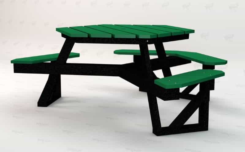 3 Seat Hexagonal Ada Recycled Plastic Picnic Table - Portable
