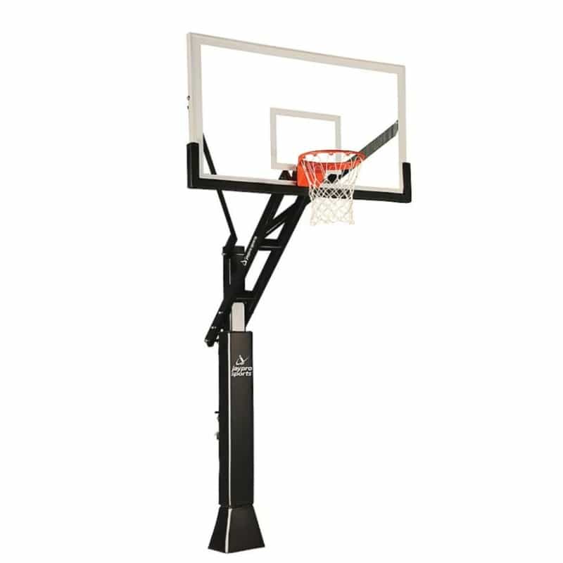 Basketball System - Titan Adjustable Series Black (6 In. X 6 In. Pole With 4 Ft. Offset) ‐ 72 In. Acrylic Backboard ‐ Playground Goal - Edge/Protector Padding