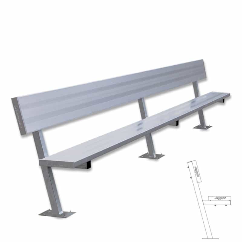 15 Foot Player Bench With Seat Back - Surface Mount