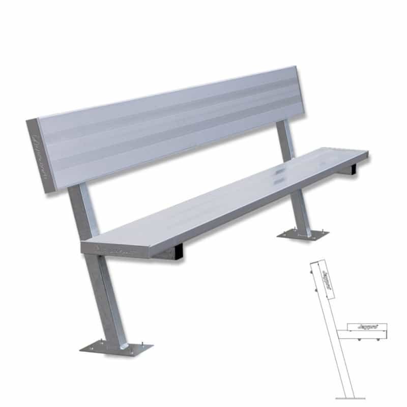 7 1/2 Foot Player Bench With Seat Back - Surface Mount