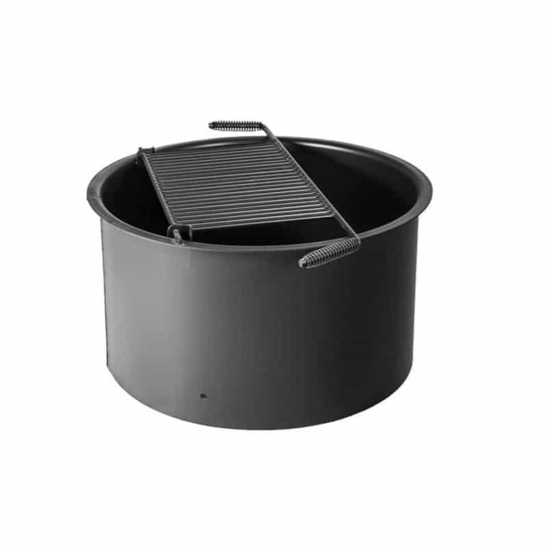 Ada Accessible 18" Tall Fire Ring With Flip-Up Cooking Grate With Spade Anchor Stakes