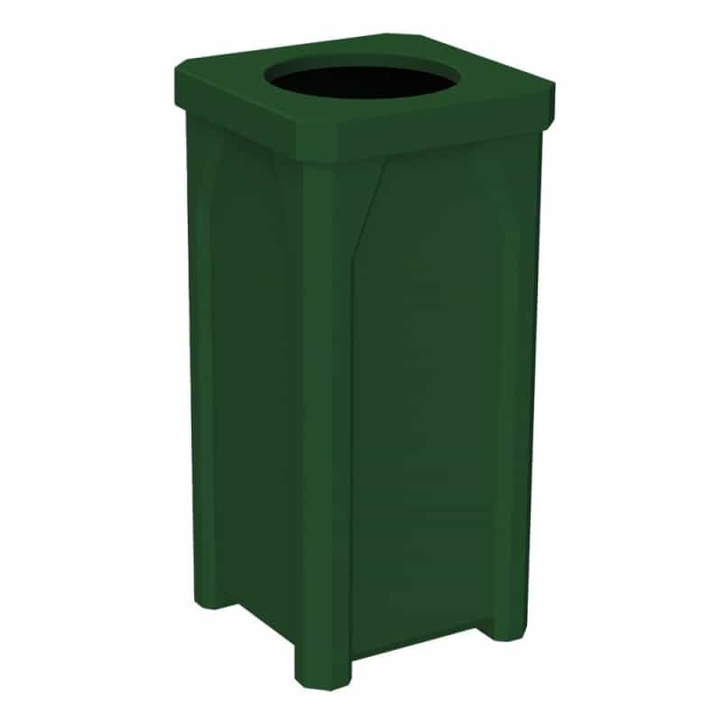 22 Gallon Classic Square Plastic Receptacle With 11'' Hole Top - Assembly