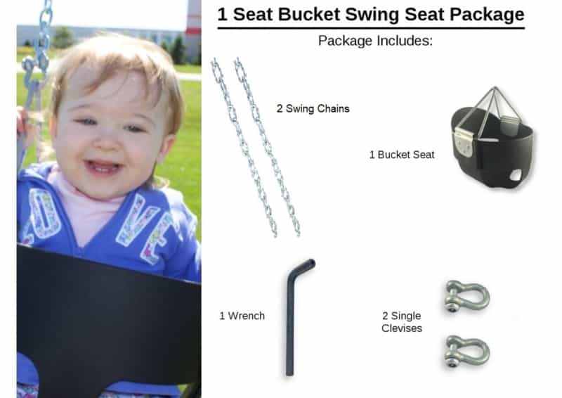 1 Seat Elite High Back Bucket Package With Seat, Chain, Clevis Connectors, Tool