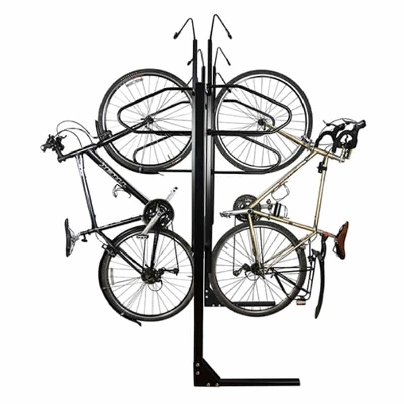 6 Bike Locking Double Sided Vertical Bike Rack